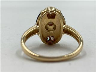 14K Yellow Gold Pearl Stone & Diamond Ring 6 Diamonds Approx.06 Carat T.W. 3.7g